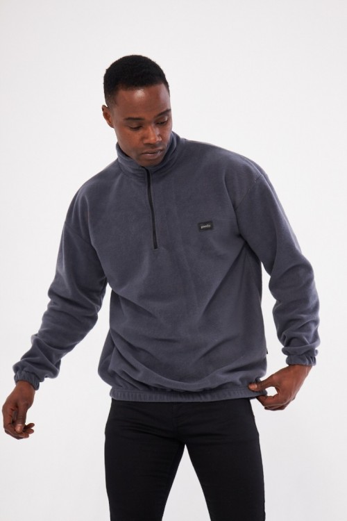 Erkek Oversize Antrasit Polar Sweatshirt