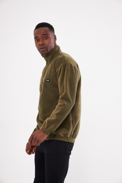 Erkek Oversize Haki Polar Sweatshirt